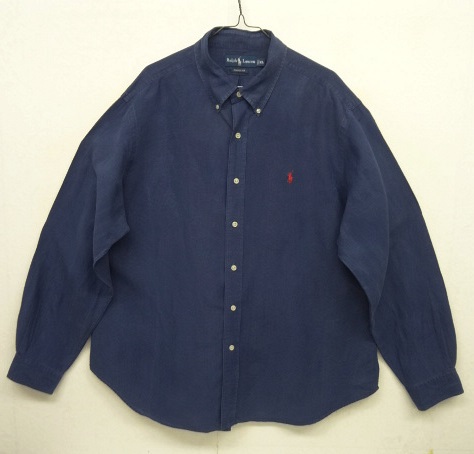 画像: 90'S RALPH LAUREN "CLASSIC FIT" シルク/リネン 半袖 BDシャツ ネイビー (VINTAGE) 「L/S Shirt」 入荷しました。