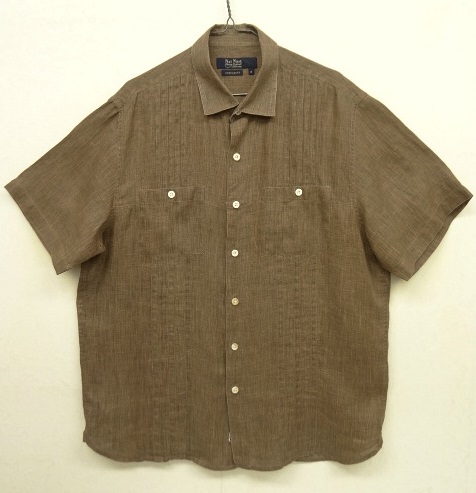 画像: NAT NAST フロントプリーツ リネン マチ付き 半袖シャツ ブラウン (VINTAGE) 「S/S Shirt」 入荷しました。