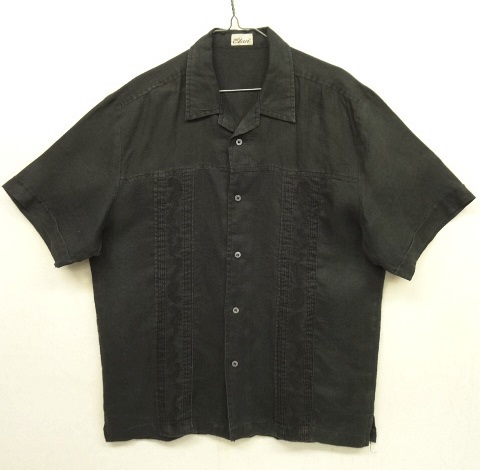 画像: ELAN フロント刺繍入り リネン 半袖 オープンカラーシャツ ブラック (VINTAGE) 「S/S Shirt」 入荷しました。