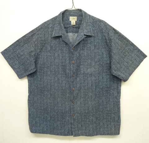 画像: LL Bean コットン 半袖 オープンカラーシャツ ネイビー 総柄 (VINTAGE) 「S/S Shirt」 入荷しました。