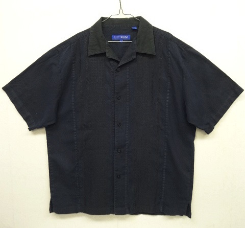 画像: MAXINI フロント刺繍入り リネン 半袖 メキシカンシャツ ネイビー/ブラック (VINTAGE) 「S/S Shirt」 入荷しました。