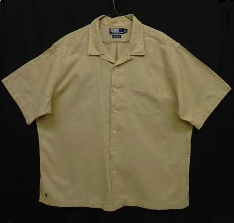 画像: 90'S RALPH LAUREN "CALDWELL" 裾ロゴ入り コットン 半袖 オープンカラーシャツ ベージュ (VINTAGE) 「S/S Shirt」 入荷しました。