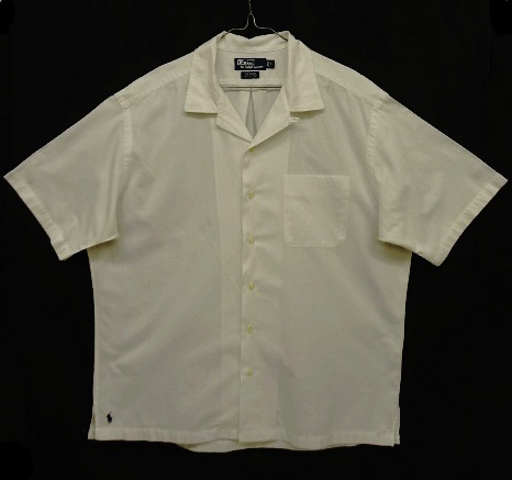 画像: 90'S RALPH LAUREN "CALDWELL" 裾ロゴ入り コットン 半袖 オープンカラーシャツ ホワイト (VINTAGE) 「S/S Shirt」 入荷しました。