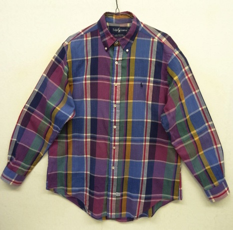 画像: 90'S RALPH LAUREN 長袖 BDシャツ マドラスチェック (VINTAGE) 「L/S Shirt」 入荷しました。