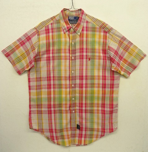 画像: 90'S RALPH LAUREN 半袖 BDシャツ マドラスチェック カナダ製 (VINTAGE) 「S/S Shirt」 入荷しました。