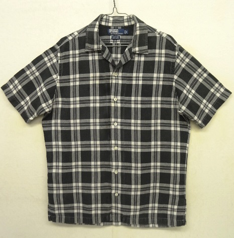 画像: 90'S RALPH LAUREN "CLAYTON" リネン 半袖 オープンカラーシャツ チェック柄 (VINTAGE) 「S/S Shirt」 入荷しました。