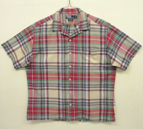 画像: 90'S RALPH LAUREN "CALDWELL" コットン 半袖 オープンカラーシャツ マドラスチェック (VINTAGE) 「S/S Shirt」 入荷しました。