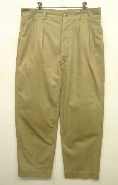 画像: 60'S フランス軍 M52 プリーツ入り チノパンツ BEIGE 33 (VINTAGE) 「Bottoms」 入荷しました。