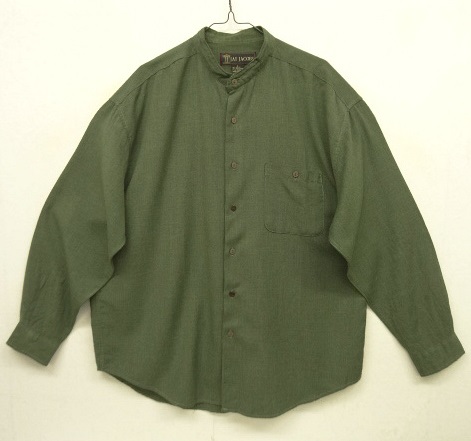 画像: 90'S JAY JACOBS レーヨン/ポリ 長袖 ノーカラーシャツ オリーブ (VINTAGE) 「L/S Shirt」 入荷しました。