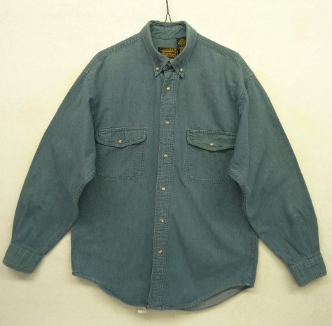 画像: 90'S EDDIE BAUER 黒タグ フラップ付きポケット グリーンデニム BDシャツ (VINTAGE) 「L/S Shirt」 入荷しました。