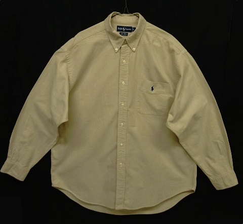 画像: 90'S RALPH LAUREN "BIG SHIRT" オックスフォード 長袖 BDシャツ ベージュ (VINTAGE) 「L/S Shirt」 入荷しました。