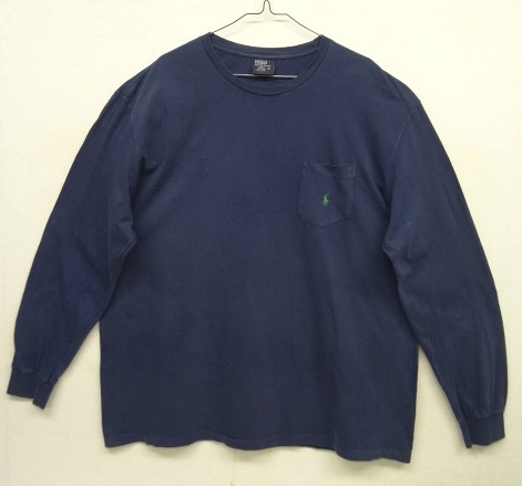 画像: 90'S RALPH LAUREN シングルステッチ ポケット付き 長袖 Tシャツ ネイビー (VINTAGE) 「T-Shirt」 入荷しました。