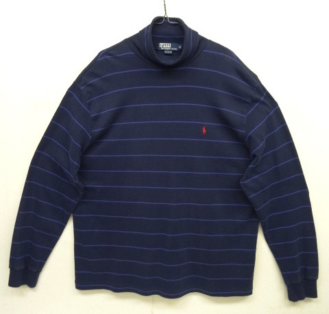 画像: 90'S RALPH LAUREN シングルステッチ タートルネック 長袖 Tシャツ ボーダー柄 (VINTAGE) 「T-Shirt」 入荷しました。