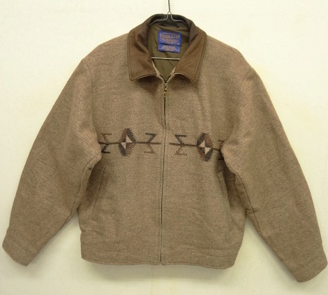 画像: PENDLETON 襟レザー ウールジャケット ネイティブ柄 (USED) 「Jacket」 入荷しました。