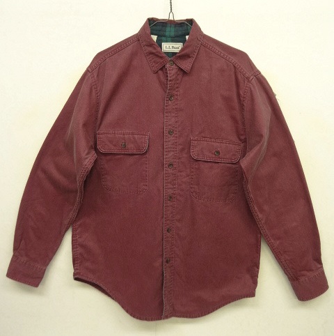 画像: 90'S LL Bean コーティングコットン 裏地付き 長袖 ワークシャツ バーガンディ カナダ製 (VINTAGE) 「L/S Shirt」 入荷しました。