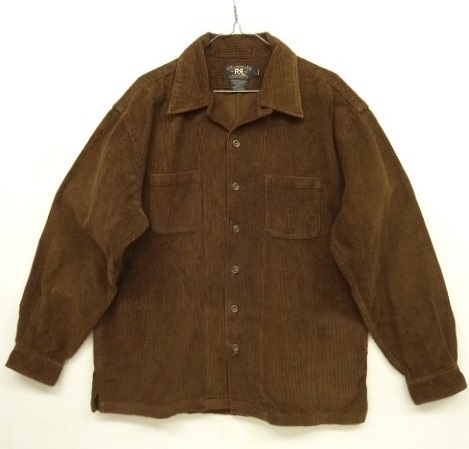 画像: 90'S RRL 初期 三ツ星タグ 太畝コーデュロイ オープンカラーシャツ BROWN (VINTAGE) 「L/S Shirt」 入荷しました。