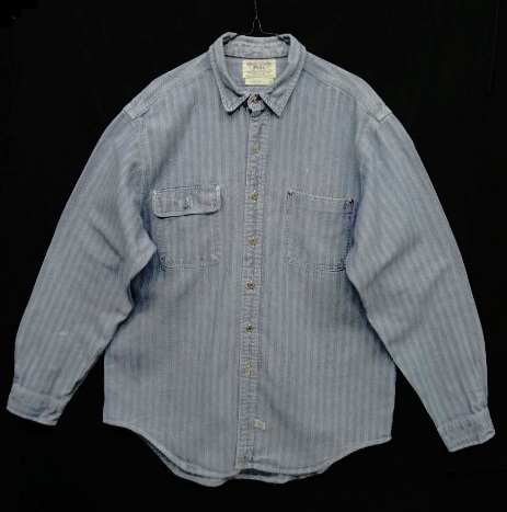 画像: 90'S RALPH LAUREN "白タグ" ヘリンボーンデニム 長袖 ワークシャツ ブルー USA製 (VINTAGE) 「L/S Shirt」 入荷しました。