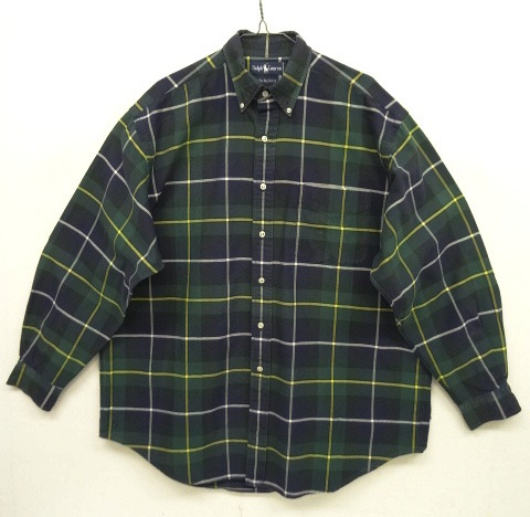 画像: 90'S RALPH LAUREN "THE BIG OXFORD" 裾ロゴ刺繍 オックスフォード 長袖 BDシャツ チェック柄 (VINTAGE) 「L/S Shirt」 入荷しました。