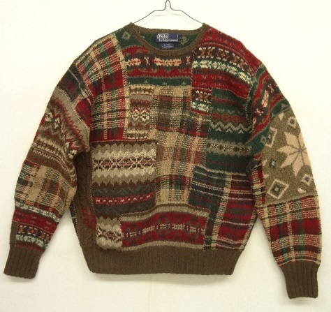 画像: 90'S RALPH LAUREN パッチワーク柄 ハンドニット セーター (VINTAGE) 「Knit」 入荷しました。