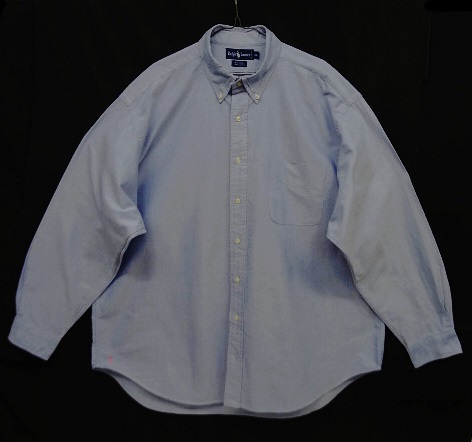 画像: 90'S RALPH LAUREN "BIG SHIRT" 裾ロゴ刺繍 オックスフォード 長袖 BDシャツ ブルー (VINTAGE) 「L/S Shirt」 入荷しました。