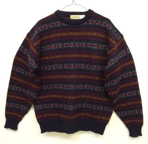 画像: 90'S LL Bean シェットランドウール クルーネック ニット フェアアイル柄 スコットランド製 (VINTAGE) 「Knit」 入荷しました。