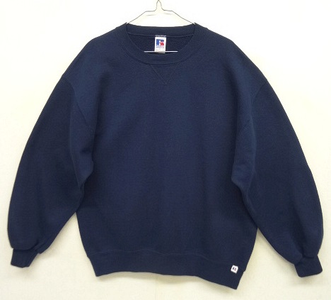 画像: 90'S RUSSELL ATHLETIC 前Vガゼット付き クルーネック スウェットシャツ ネイビー USA製 (VINTAGE) 「Sweat Shirt」 入荷しました。