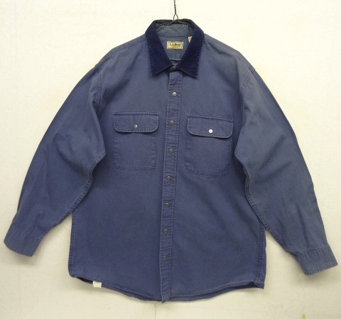 画像: 80'S LL Bean 襟コーデュロイ キャンバス ワークシャツ ブルー USA製 (VINTAGE) 「L/S Shirt」 入荷しました。