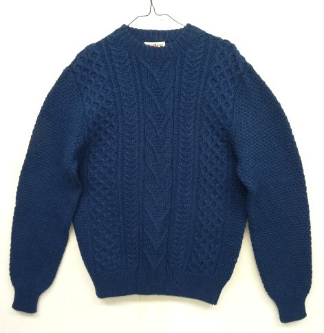 画像: 80'S LORD JEFF ブリティッシュウール クルーネック アランニット ダークブルー USA製 (VINTAGE) 「Knit」 入荷しました。