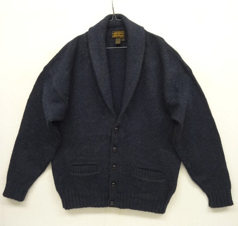 画像: 90'S EDDIE BAUER 黒タグ レザーエルボーパッチ ショールカラー カーディガン ネイビー USA製 (VINTAGE) 「Knit」 入荷しました。