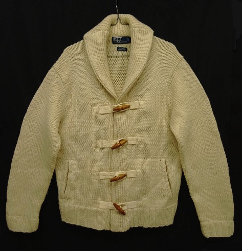 画像: 90'S RALPH LAUREN "HAND KNIT" ウール ウッドトグル ショールカラー カーディガン OFF WHITE (VINTAGE) 「Knit」 入荷しました。