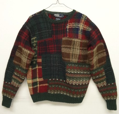 画像: 90'S RALPH LAUREN パッチワーク柄 ハンドニット セーター (VINTAGE) 「Knit」 入荷しました。