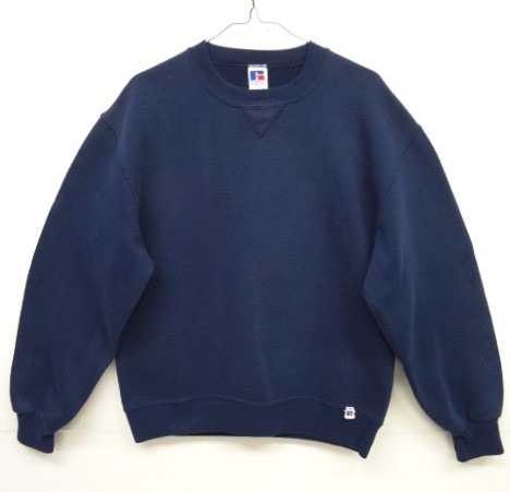 画像: 90'S RUSSELL ATHLETIC 前Vガゼット付き クルーネック スウェットシャツ ネイビー USA製 (VINTAGE) 「Sweat Shirt」 入荷しました。