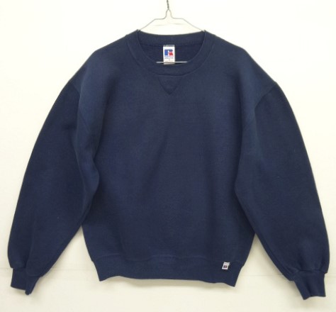 画像: 90'S RUSSELL ATHLETIC 前Vガゼット付き クルーネック スウェットシャツ ネイビー USA製 (VINTAGE) 「Sweat Shirt」 入荷しました。