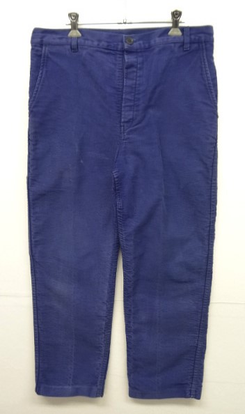 画像: 60'S フレンチワーク モールスキン プリーツ入り ワークパンツ BLUE (VINTAGE) 「Bottoms」 入荷しました。