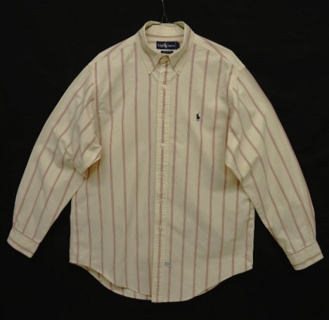 画像: 90'S RALPH LAUREN オックスフォード 長袖 BDシャツ ホワイト/レッド ストライプ (VINTAGE) 「L/S Shirt」 入荷しました。