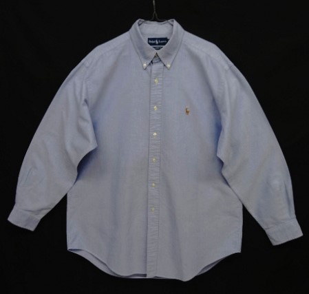 画像: 90'S RALPH LAUREN "CLASSIC FIT" オックスフォード 長袖 BDシャツ ブルー (VINTAGE) 「L/S Shirt」 入荷しました。