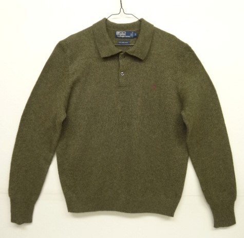 画像: 90'S RALPH LAUREN ラムウール ニットポロシャツ OLIVE (VINTAGE) 「Knit」 入荷しました。