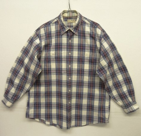 画像: 90'S LL Bean コットン ワークシャツ チェック柄 USA製 (VINTAGE) 「L/S Shirt」 入荷しました。