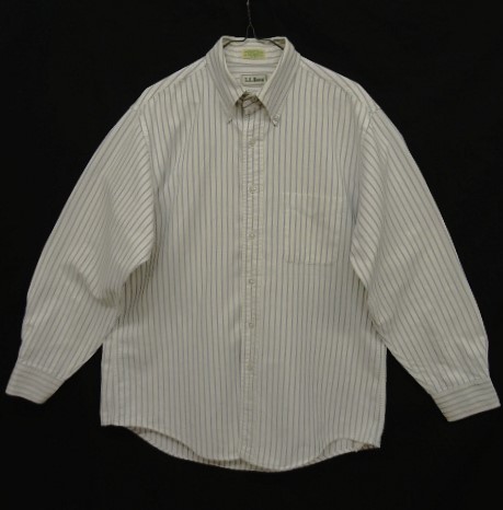 画像: 80'S LL Bean オックスフォード BDシャツ ホワイト/ブルー ストライプ USA製 (VINTAGE)「L/S Shirt」 入荷しました。