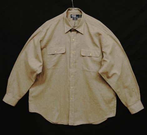 画像: 90'S RALPH LAUREN "HARLOW" ヘリンボーンツイル 長袖 レギュラーカラーシャツ ライトブラウン (VINTAGE) 「L/S Shirt」 入荷しました。