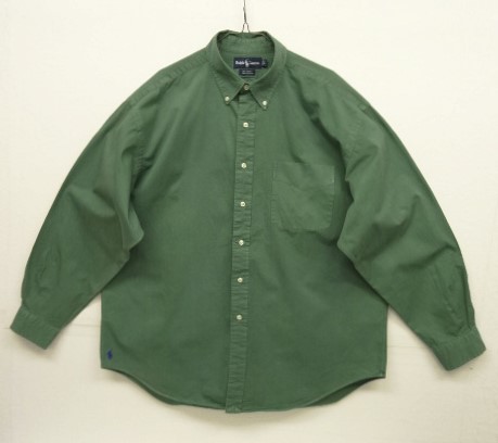 画像: 90'S RALPH LAUREN "BIG SHIRT" 裾ロゴ刺繍 ポプリン 長袖 BDシャツ オリーブ (VINTAGE) 「L/S Shirt」 入荷しました。