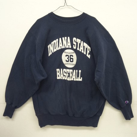 画像: 90'S CHAMPION "INDIANA STATE BASEBALL" 刺繍タグ 三段プリント リバースウィーブ USA製 (VINTAGE) 「Sweat Shirt」 入荷しました。