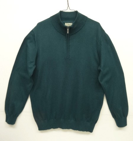 画像: 00'S LL Bean コットン/カシミア ハーフジップ ニット DK GREEN (VINTAGE) 「Knit」 入荷しました。