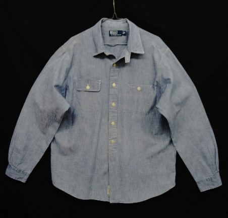 画像: 90'S RALPH LAUREN ネコ目ボタン チンスト付き シャンブレー 長袖 ワークシャツ (VINTAGE) 「L/S Shirt」 入荷しました。