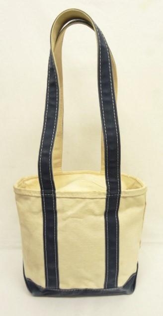 画像: 80'S LL Bean 2色タグ ロングハンドル ジップ付き キャンバス トートバッグ ネイビー/オフホワイト USA製 (VINTAGE) 「Bag」 入荷しました。