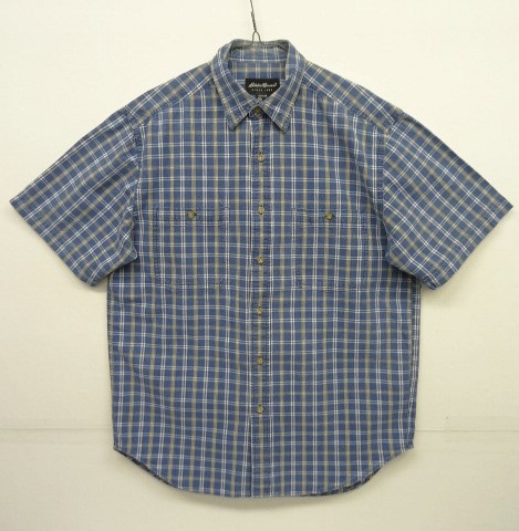 画像: 90'S EDDIE BAUER コットン 半袖 シャツ インディゴ チェック柄 (VINTAGE) 「S/S Shirt」 入荷しました。