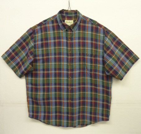 画像: 90'S EDDIE BAUER リネン/コットン 半袖 BDシャツ チェック柄 (VINTAGE) 「S/S Shirt」 入荷しました。