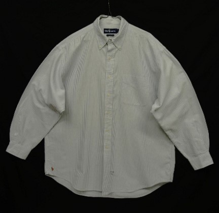 画像: 90'S RALPH LAUREN "THE BIG OXFORD" 裾ロゴ刺繍 オックスフォード 長袖 BDシャツ ストライプ (VINTAGE) 「L/S Shirt」 入荷しました。