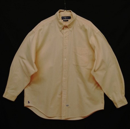 画像: 90'S RALPH LAUREN "THE BIG OXFORD" 裾ロゴ刺繍 オックスフォード 長袖 BDシャツ ストライプ (VINTAGE) 「L/S Shirt」 入荷しました。