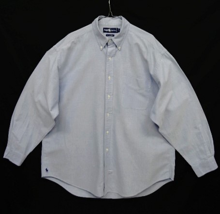 画像: 90'S RALPH LAUREN "THE BIG OXFORD" 裾ロゴ刺繍 オックスフォード 長袖 BDシャツ ブルー (VINTAGE) 「L/S Shirt」 入荷しました。